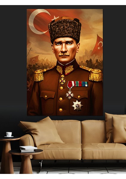 Askeri Şanlı Duruş Mustafa Kemal Atatürk Dekoratif Kanvas - Mdf Ahşap Tablo modelleri