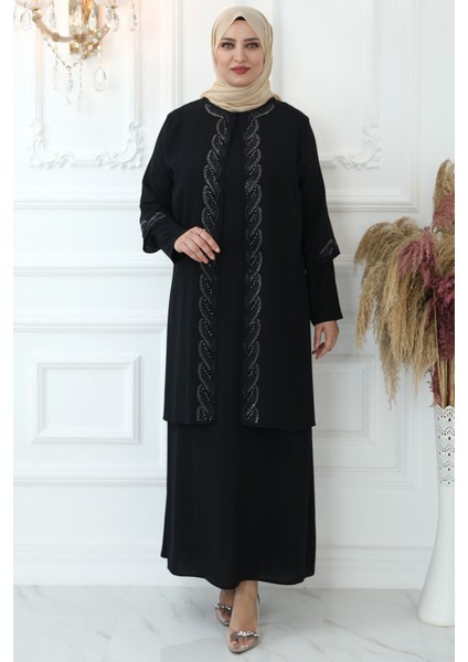 Kristal Taşlı Abiye Siyah ISR832