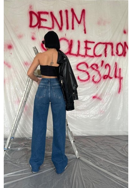 Mavi Yırtık Jeans Pantolon