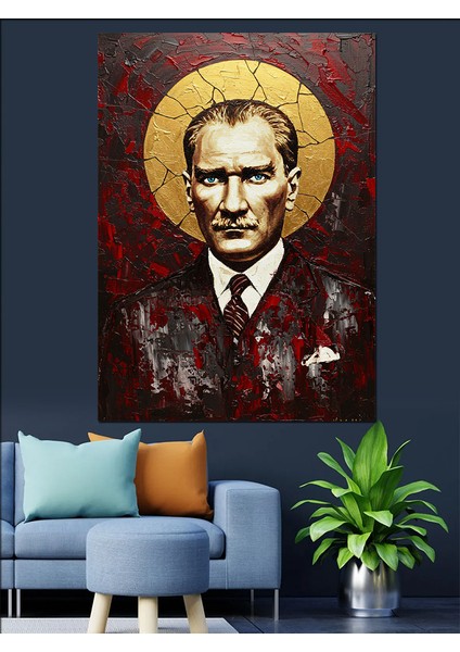 Mustafa Kemal Atatürk Portre Dekoratif Kanvas - Mdf Ahşap Tablo