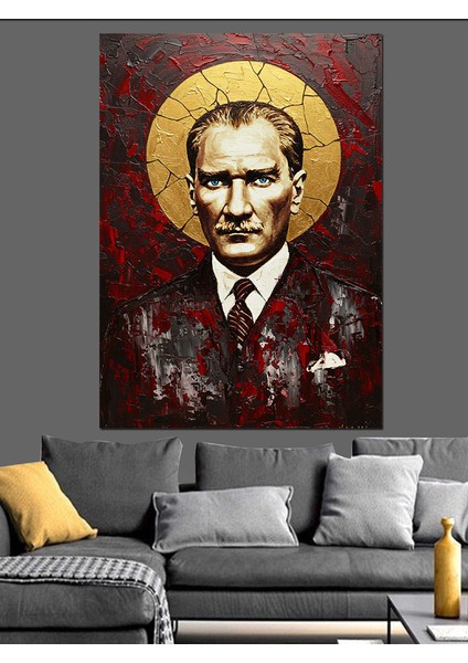 Mustafa Kemal Atatürk Portre Dekoratif Kanvas - Mdf Ahşap Tablo fırsatları