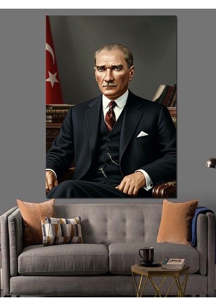 Mustafa Kemal Atatürk Dekoratif Kanvas - Mdf Ahşap Tablo