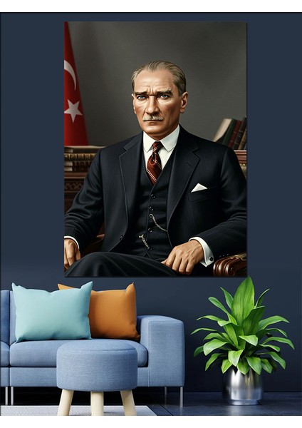 Mustafa Kemal Atatürk Dekoratif Kanvas - Mdf Ahşap Tablo