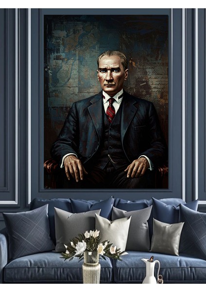Mustafa Kemal Atatürk Dekoratif Kanvas - Mdf Ahşap Tablo