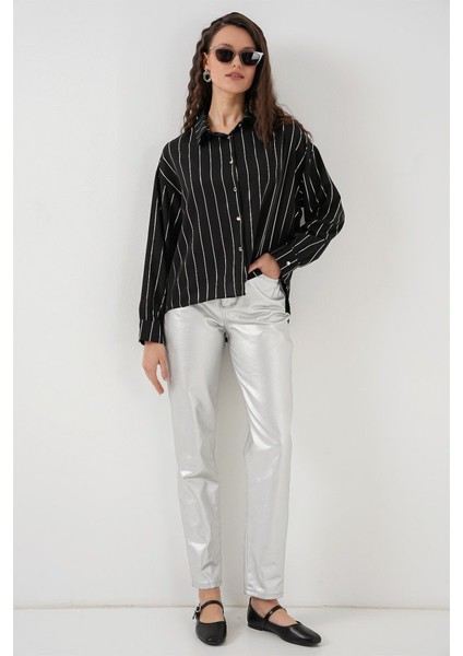 5924 Gümüş Çizgili Gömlek - Siyah fiyatları