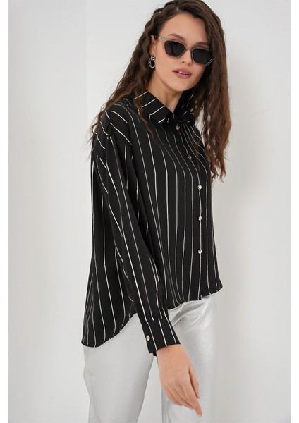 5924 Gümüş Çizgili Gömlek - Siyah modelleri