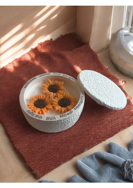 Sunflower Ayçiçeği Soya Wax Mum Beton Mumluk Dekoratif Pudra Kokulu