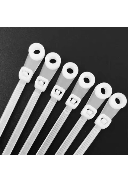 Powermaster PM-26329 Beyaz Delikli Kablo Bağı 2.5X100 mm Klemens Cırt Cırt Klips