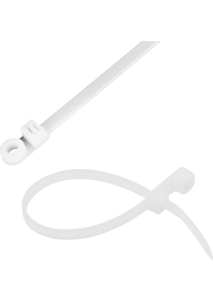 Powermaster PM-26329 Beyaz Delikli Kablo Bağı 2.5X100 mm Klemens Cırt Cırt Klips
