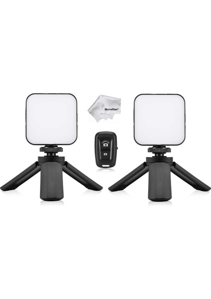 Puluz PU529B 2x 64 LED Light 5W 800 Lümen Sürekli Işık 2x Mini Tripod ve Kumanda