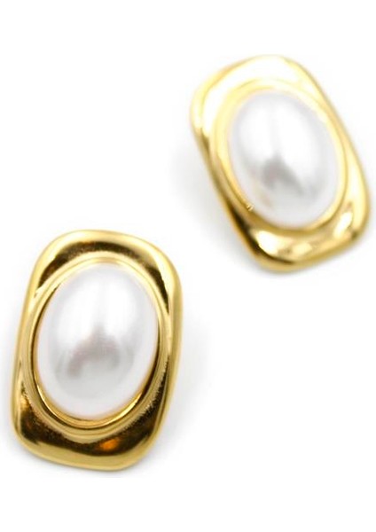 Inci Oval Küpe - Altın