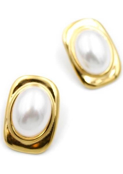 Inci Oval Küpe - Altın