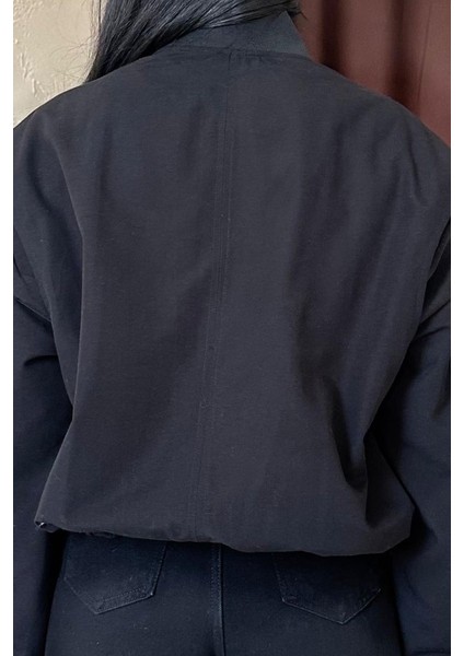 Siyah Parçalı Bomber Ceket