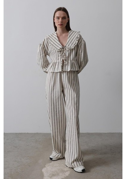 Bebe Yakalı Önü Bağlamalı Takım - Natür fiyatları