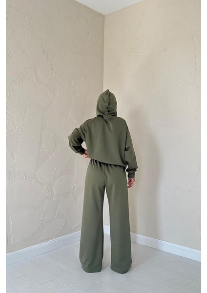 Haki Beli Lastikli Ceket ve Pantolon Takım