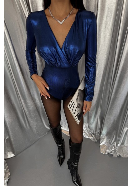 Parlak Kruvaze Bodysuit - Saks