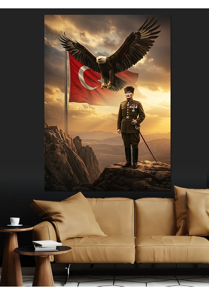 Kartal ve Mustafa Kemal Atatürk Dekoratif Kanvas - Mdf Ahşap Tablo modelleri