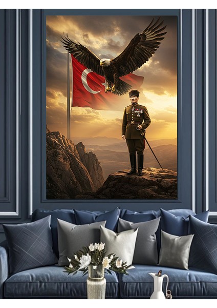 Kartal ve Mustafa Kemal Atatürk Dekoratif Kanvas - Mdf Ahşap Tablo fırsatları