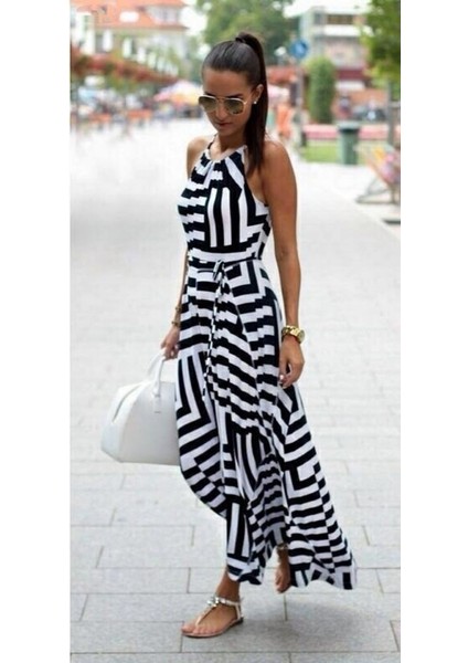 Kadın Ayarlanabilir Askılı Geometrik Desen Kuşaklı Gipeli Süprem Elbise modelleri