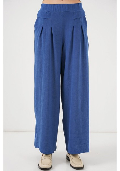 Geniş Paça Pileli Pantolon 6718 - Indigo