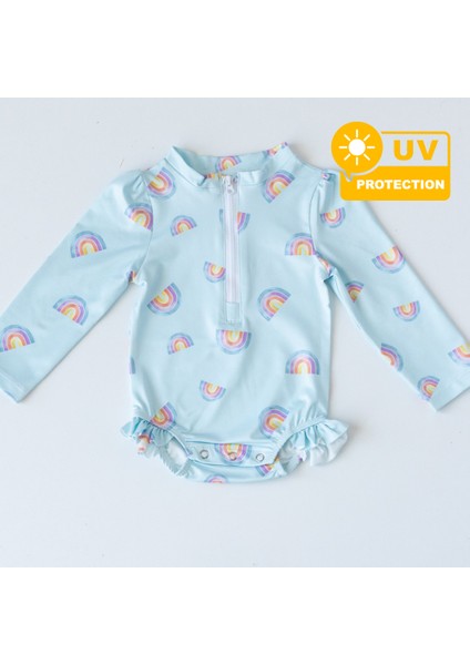 Önden Fermuarlı - Alttan Çıtçıtlı Mayo Gökkuşağı