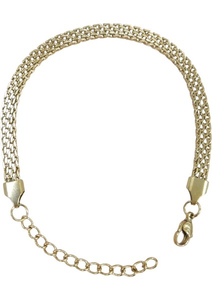 Çelik Bileklik Sık Örme Lüks Model 5 mm Genişlik 19 cm Uzunluk 5 cm Ek Altın Sarısı Gold