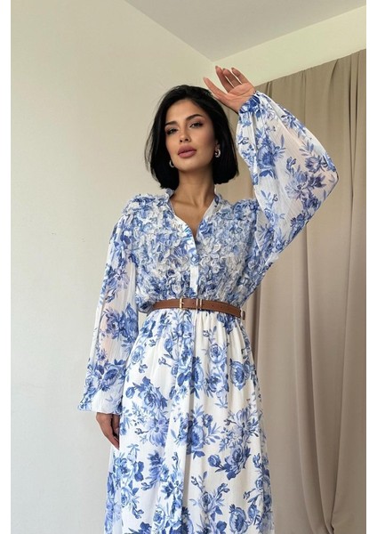 Mavi Biye Detaylı Elbise fiyatları