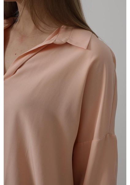 Geniş Manşet Detaylı Gömlek - Açık Somon fırsatları