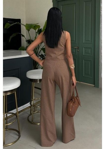 Yelek ve Pantolon Çizgili Double Takım 10017