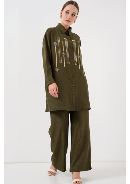 Desenli Tunik Pantolon Ikili Takım 6720 - Haki