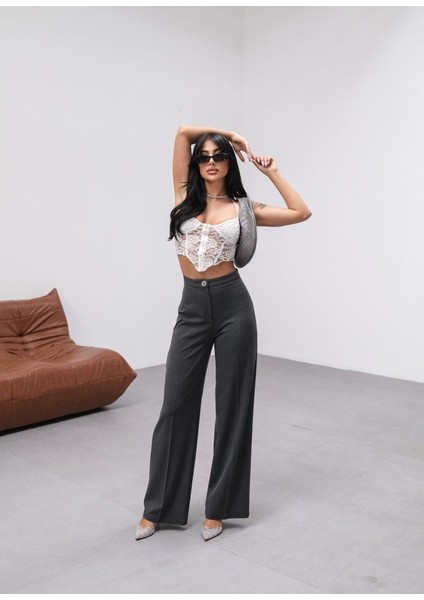 Yüksek Bel Straight Fit Palazzo Pantolon