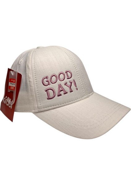 Spteks Kitti 4-8 Yaş Kız Çocuk Krem Renk Baskı Figürlü Yazlık Şapka