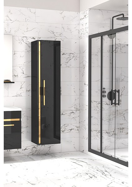 Yeni Gold Mdf Siyah 140 cm Banyo Boy Dolabı**demonte Değil fiyatları