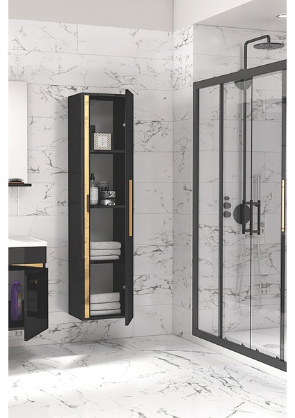 Yeni Gold Mdf Siyah 140 cm Banyo Boy Dolabı**demonte Değil modelleri