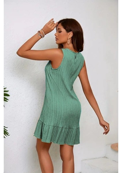 Kadın Askılı Bisiklet Yaka Fırfırlı Kısa Marta Elbise fiyatları