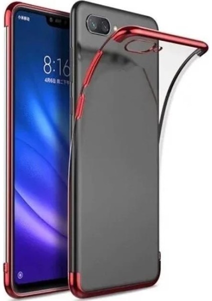 Realme C2 Kılıf Köşeleri Renkli Kamera Çıkıntılı Şeffaf Silikon