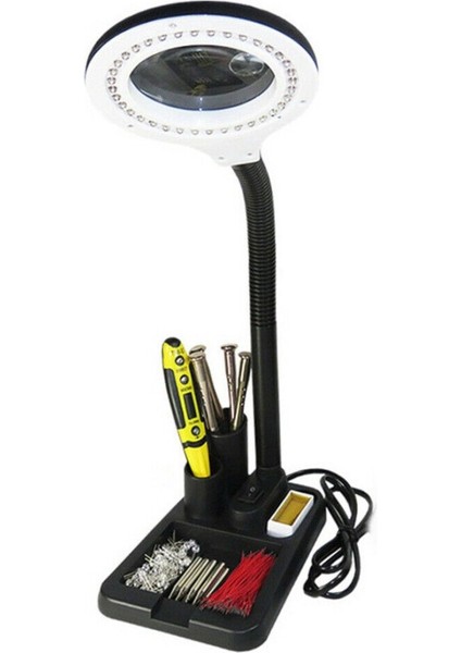 Esnek 5x /10X 40 LED Işıklı Büyüteç - Lamba Büyüteç Okuma - Çalışma Lehim Masa Lambası A808