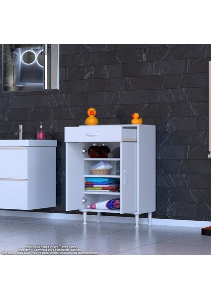 60 x 88 x 32,5 Cm’lik 1 Çekmece 1 Kapak 3 Raf 4 Göz Raflı,şık ve Pratik Organizatör Mutfak Dolabı