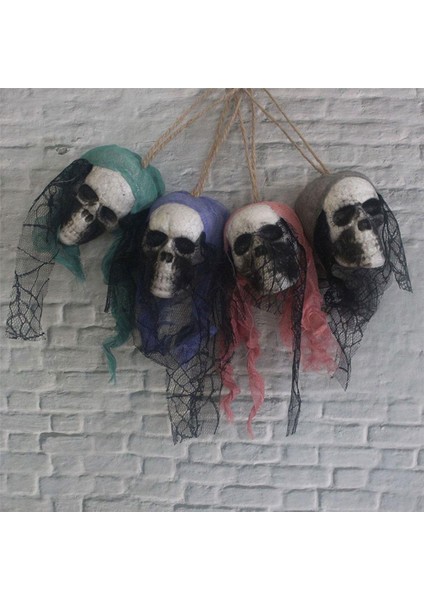 Kuru Kafa Şekilli Asmalı Süs Iskelet Kafalar 5 Adet 120 cm