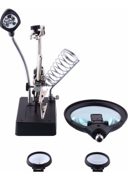 Masa Üstü Mandallı 2.5X90 mm 7.5X34 mm Mercekli Adaptörlu Işıklı Büyüteç modelleri