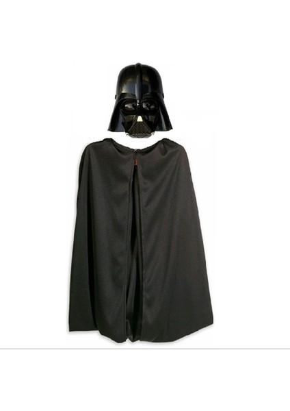Çocuk Boy Yıldız Savaşları Wars Darth Vadet Maskesi ve 90 cm Pelerin Seti Siyah