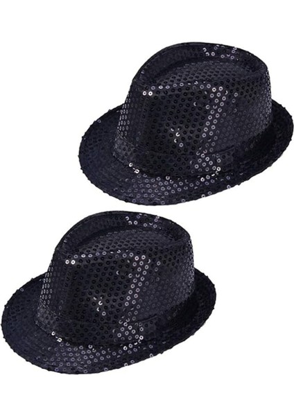 Çocuk Boy Siyah Payetli Şapka Gösteri Şapkası Michael Jackson Şapkası 54 No modelleri