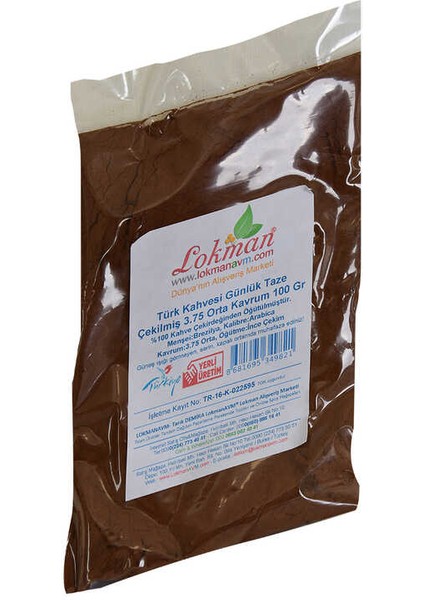 Türk Kahvesi Günlük Taze Çekilmiş 3.75 Orta Kavrum 100 gr Paket