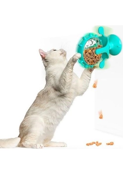 Vantuzlu Zilli Interaktif Dönebilen Mama Kaplı Renkli Eğlenceli Eğitici Kedi Oyuncağı indirimleri