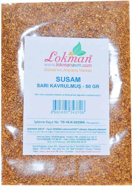 Susam Kavrulmuş Simitlik Sarı 50 gr Paket