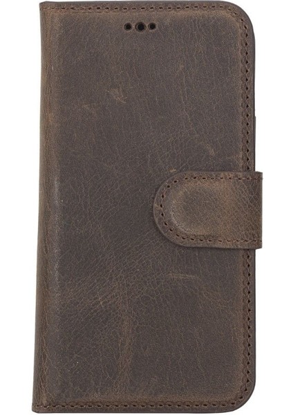 Apple iPhone 13 Mini Uyumlu Deri Cüzdanlı Kılıf G6 Kahverengi modelleri