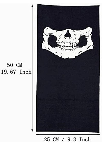 Siyah Renk Dikişsiz Çok Fonksiyonlu Çene Kafatası Yüz Maskesi Baf Buff Bandana Boyunluk Bileklik