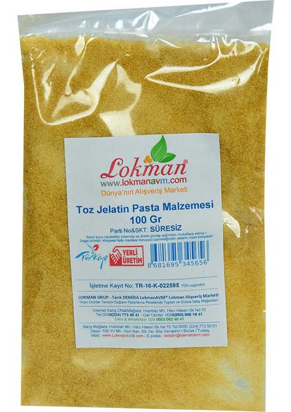 Jelatin Toz Öğütülmüş Pasta Malzemesi 100 gr Paket fiyatları