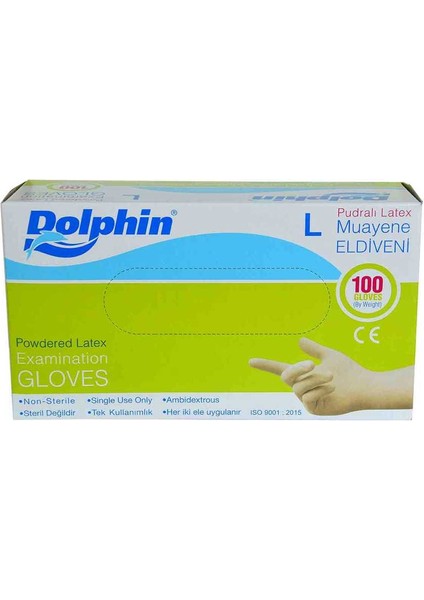 Pudralı Beyaz Latex Muayene Eldiveni Büyük Boy (L) 100 Lü Paket fiyatları