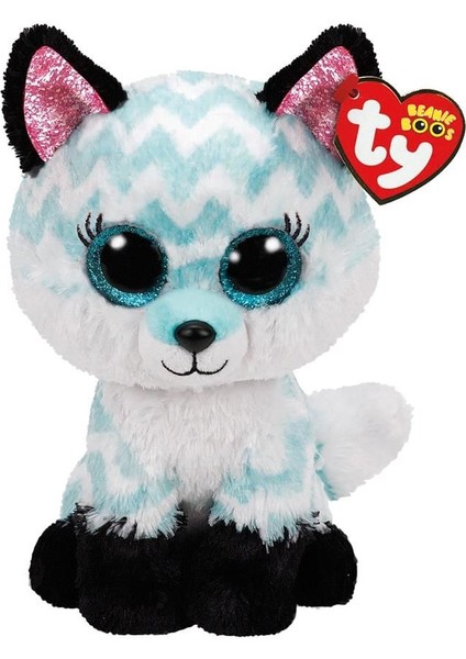 Mavi Şevron Desenli Peluş Tilki Atlas 24 cm